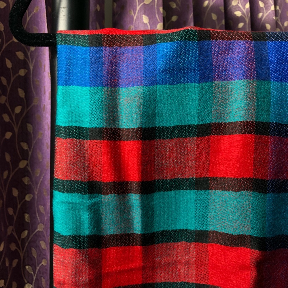 Plaid Red & Teal Scarf- Great Quality Material!